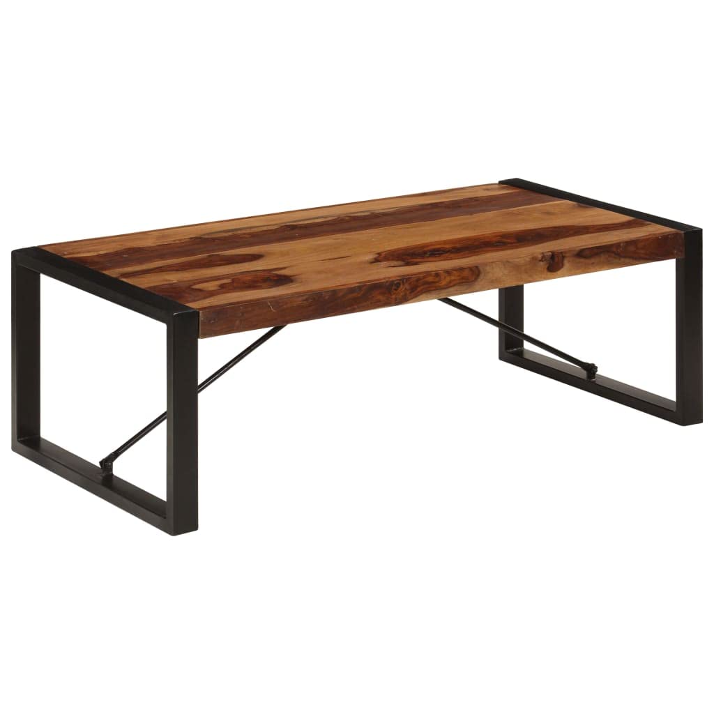 Industrial Coffee Table Solid Sheesham Wood with Metal Legs Q5689