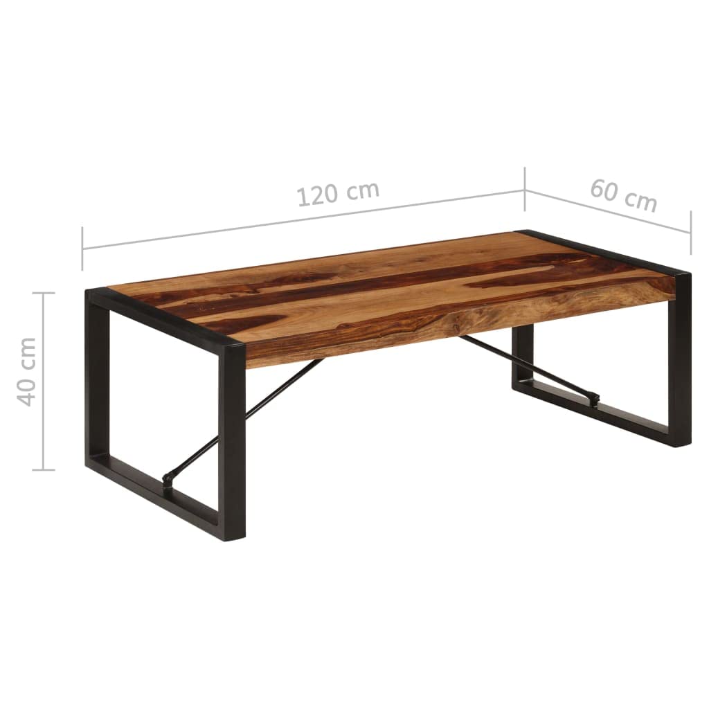 Industrial Coffee Table Solid Sheesham Wood with Metal Legs Q5689