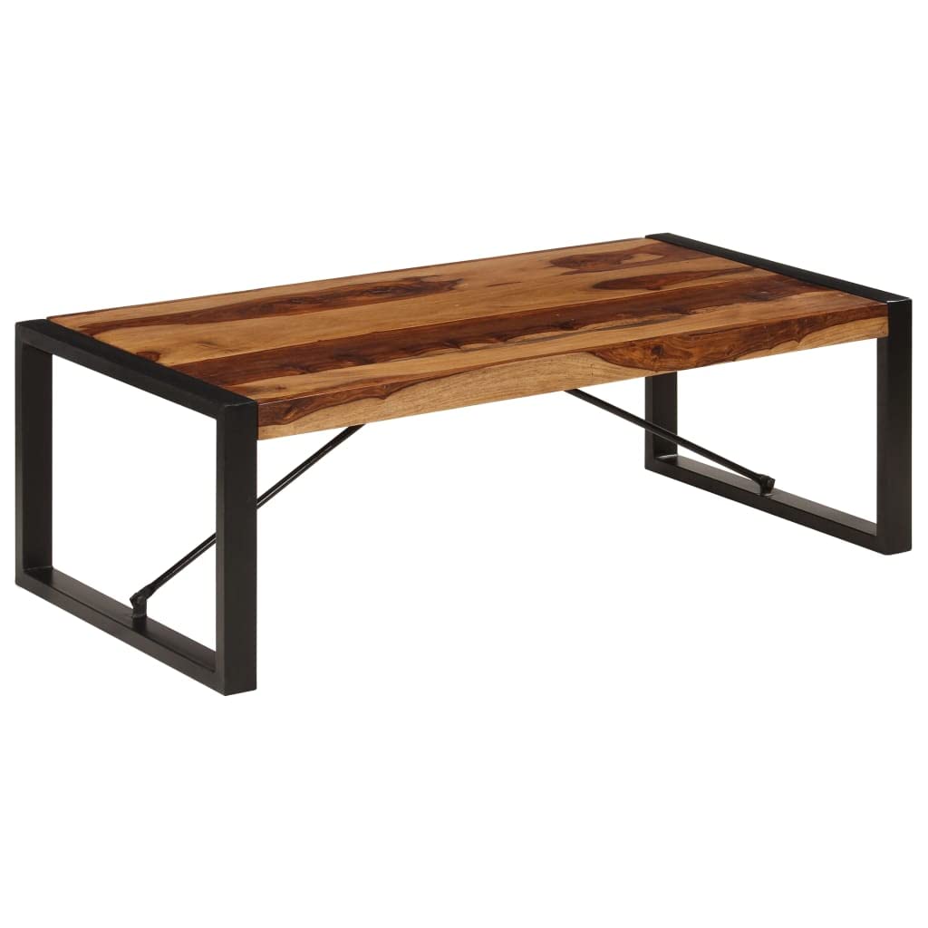 Industrial Coffee Table Solid Sheesham Wood with Metal Legs Q5689