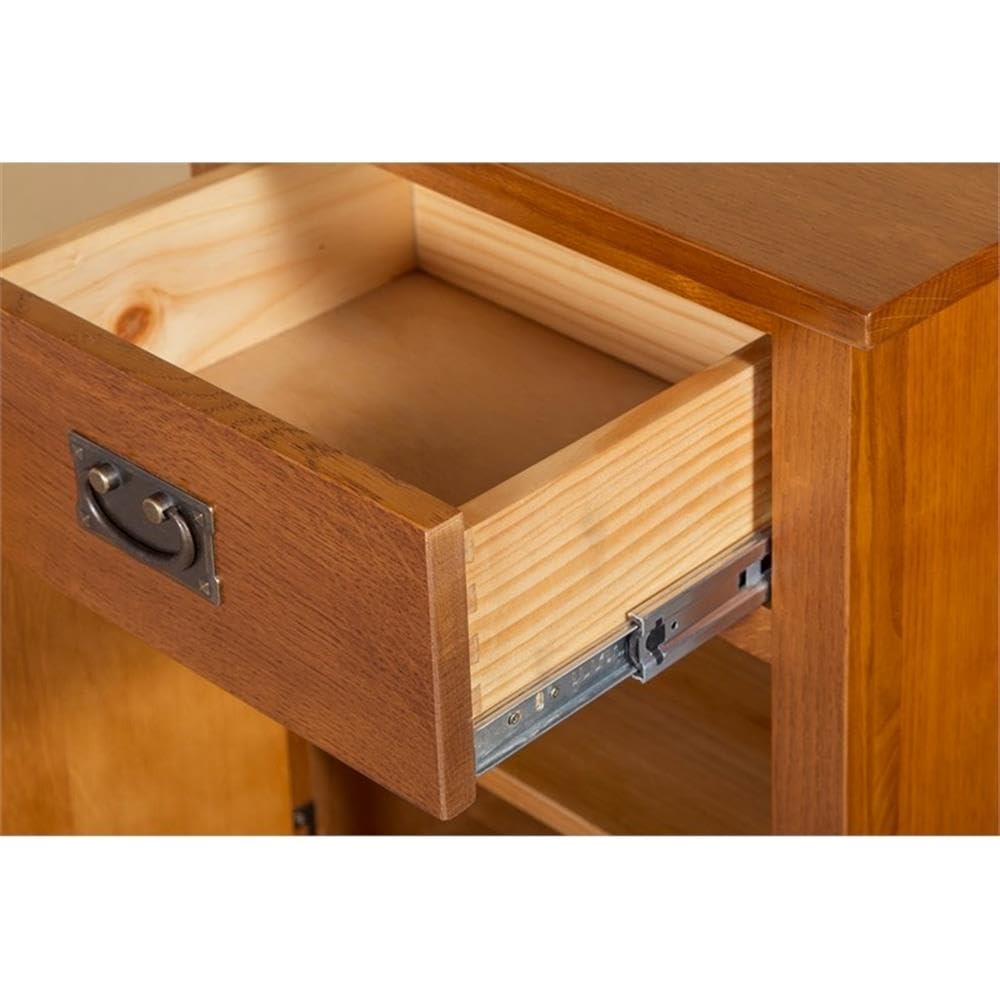 Solid Wood Nightstand with 1 Door and Drawer E431