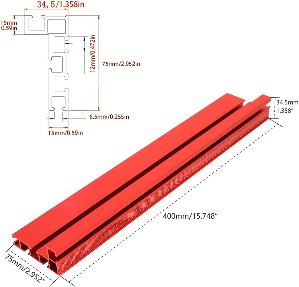 Aluminum Precision Miter Gauge with T-Track Fence and Flip Stop R569446
