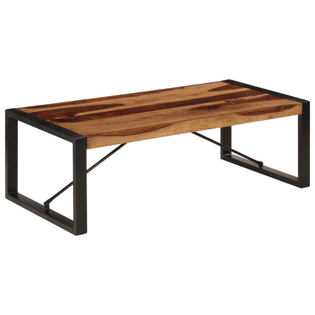 Industrial Coffee Table Solid Sheesham Wood with Metal Legs Q5689