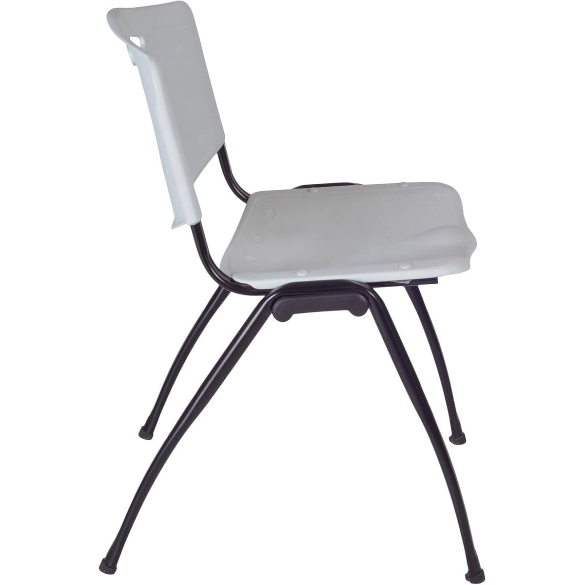 42" Round Breakroom Table with 4 Grey Stack Chairs M404