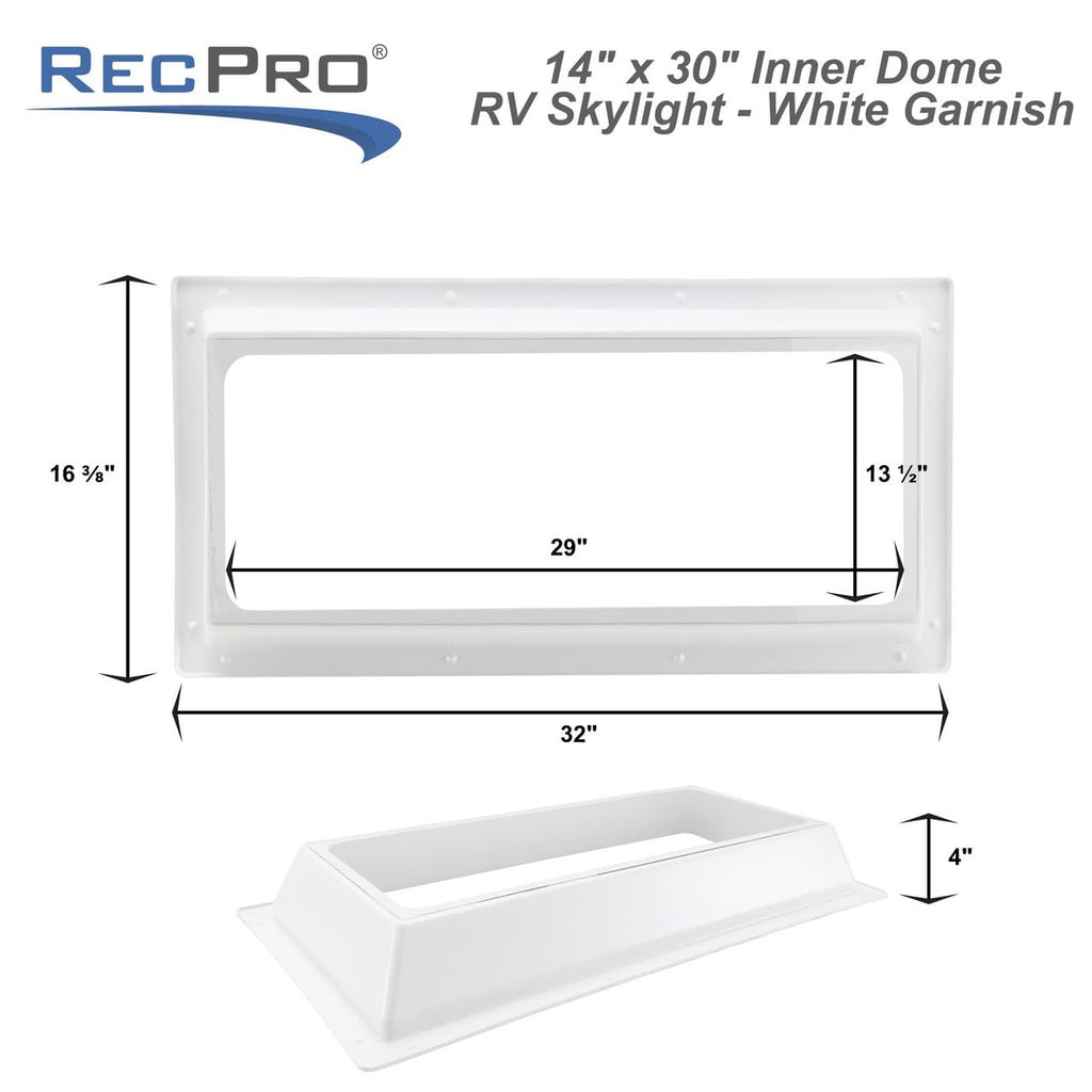 14" x 30" RV Skylight Inner Dome with Trim Ring A2171