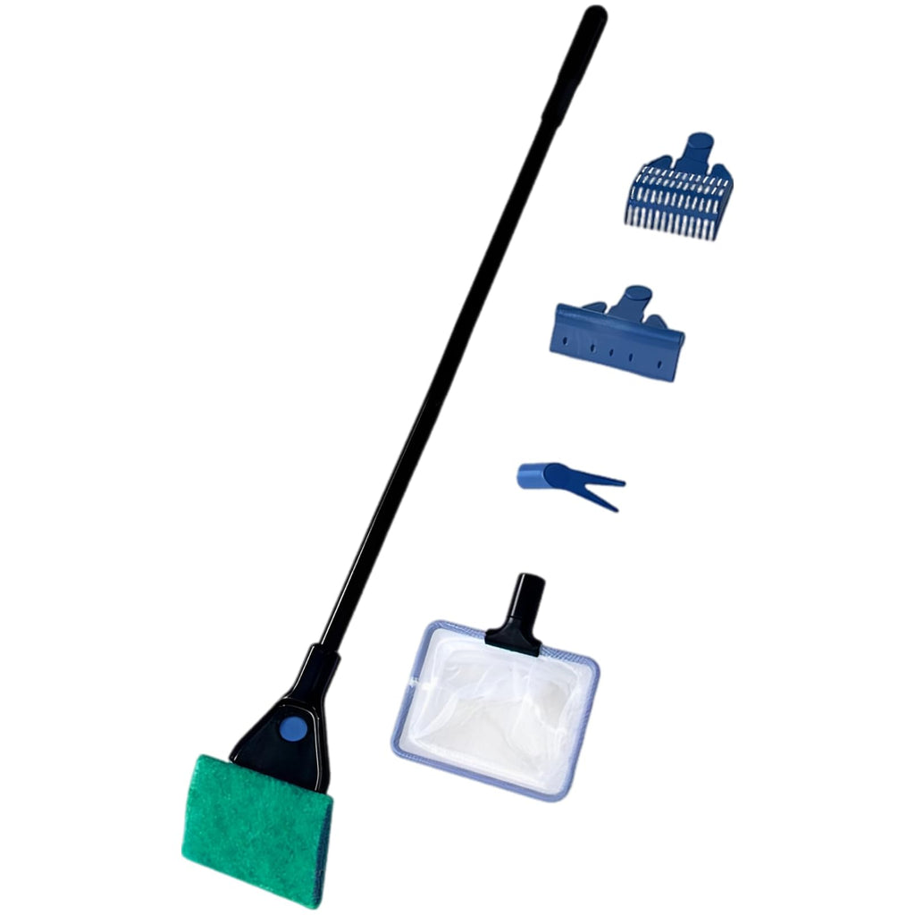 5 in 1 Aquarium Cleaning Kit with Algae Scraper Gravel Rake Fish Net and Brush M39572