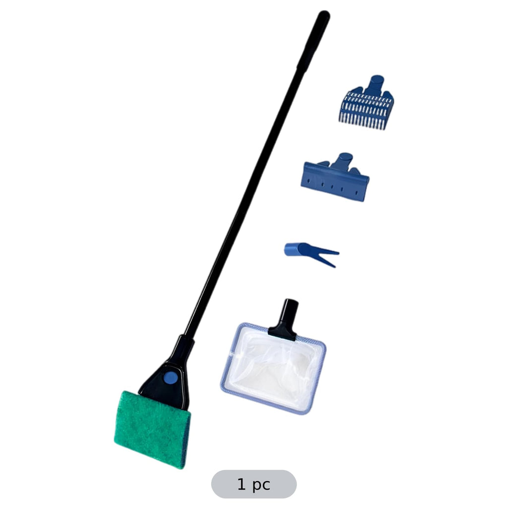 5 in 1 Aquarium Cleaning Kit with Algae Scraper Gravel Rake Fish Net and Brush M39572