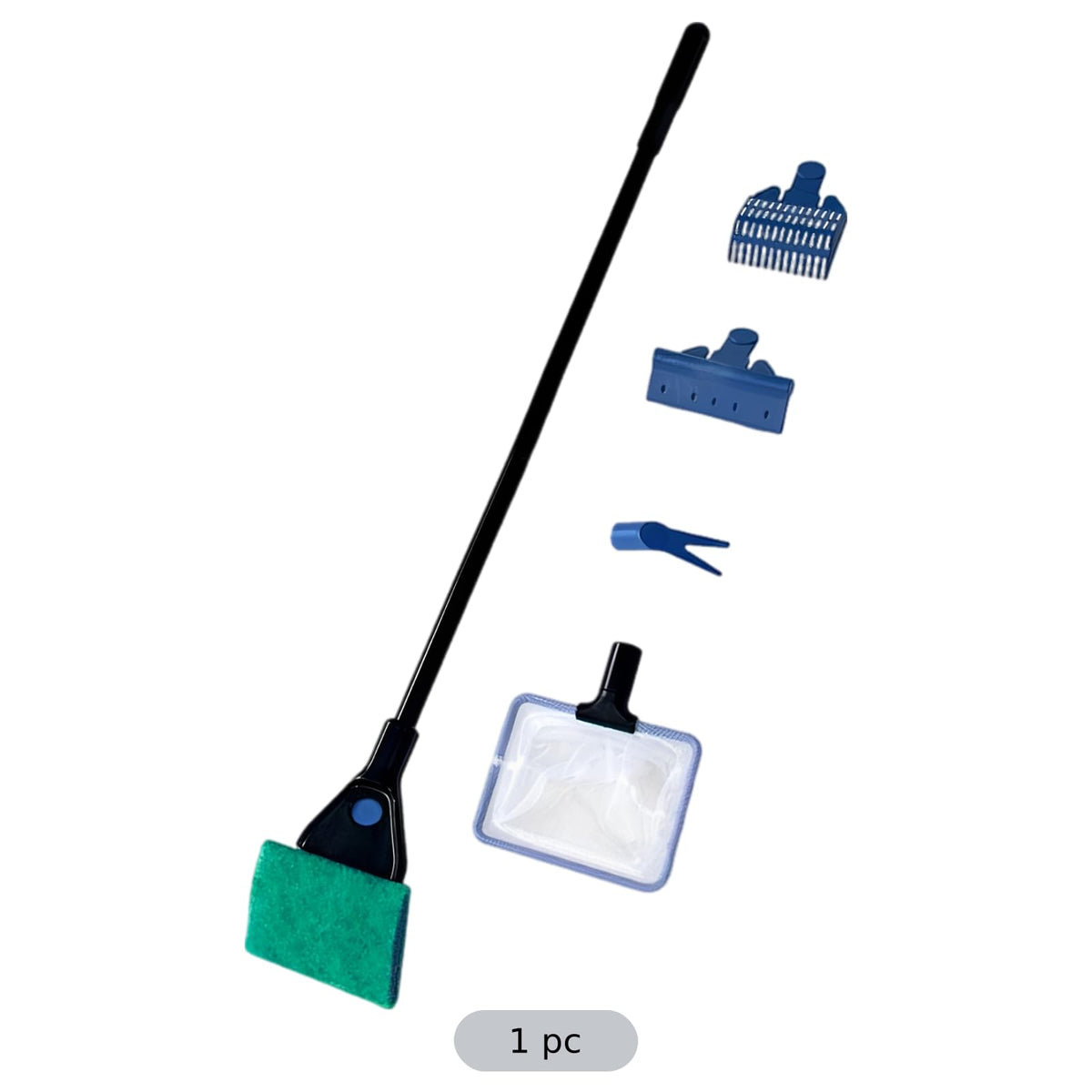 5 in 1 Aquarium Cleaning Kit with Algae Scraper Gravel Rake Fish Net and Brush M39572