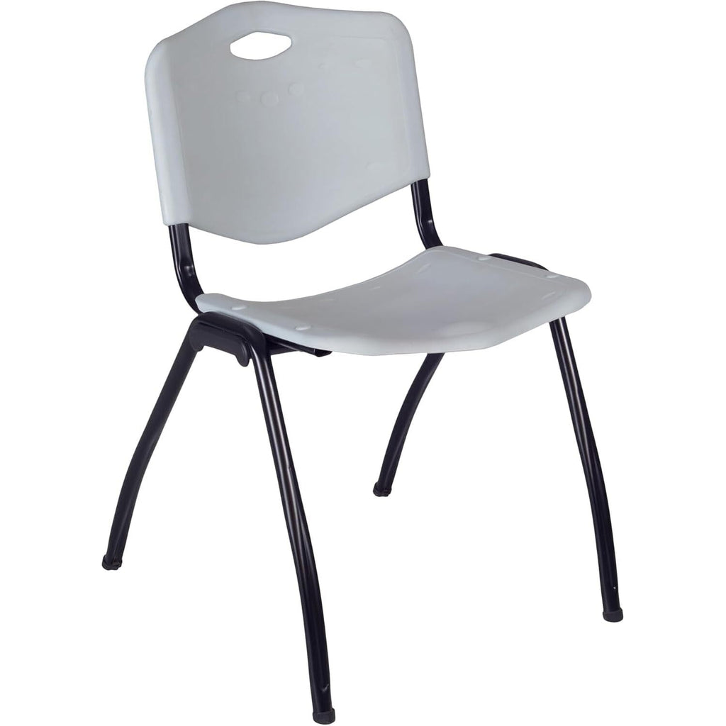 42" Round Breakroom Table with 4 Grey Stack Chairs M404