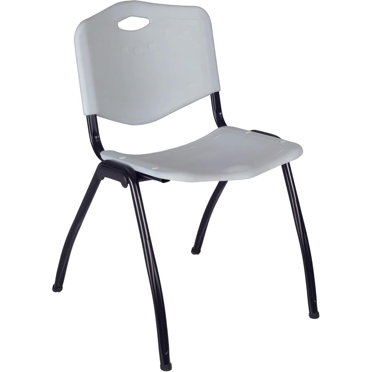 42" Round Breakroom Table with 4 Grey Stack Chairs M404