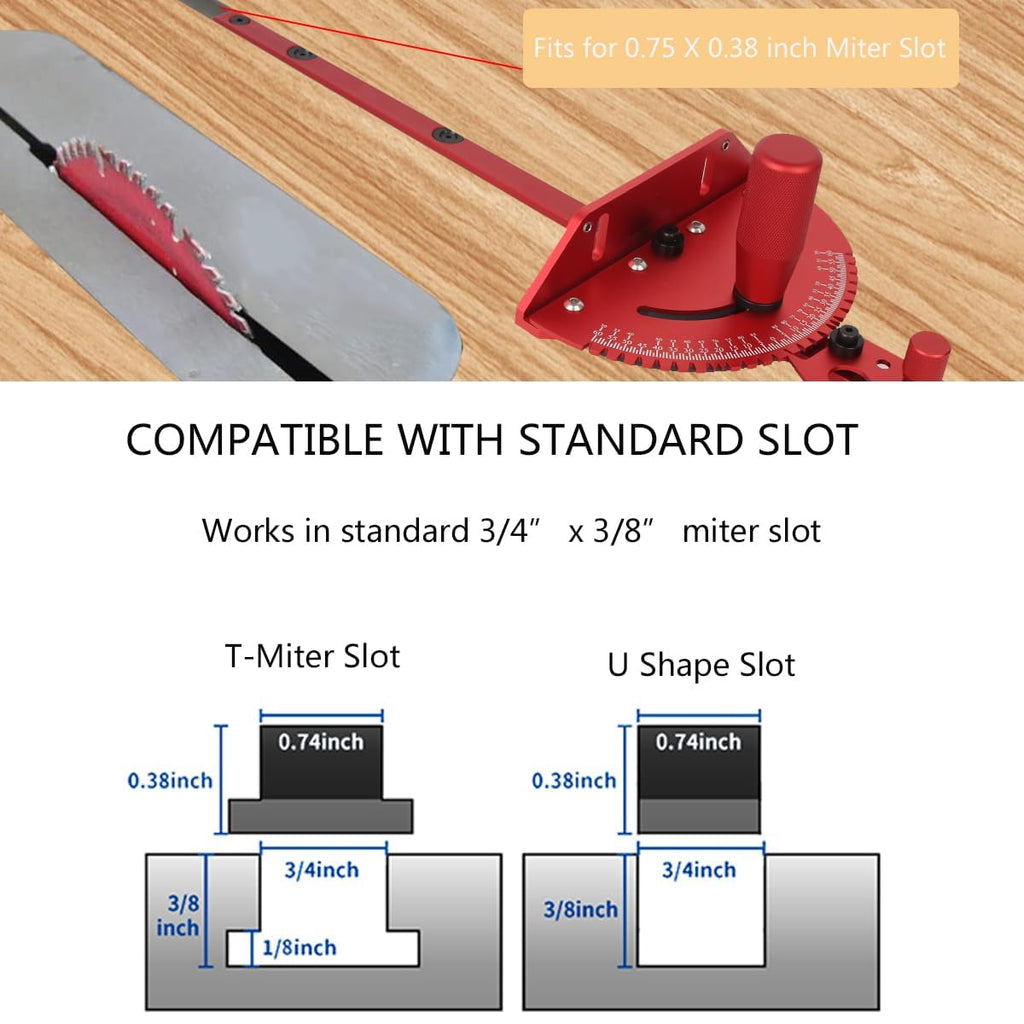 Aluminum Precision Miter Gauge with T-Track Fence and Flip Stop R569446