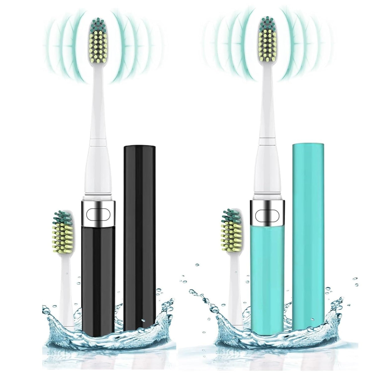 Black Blue 2-Pack Travel Electric Toothbrush Y480741