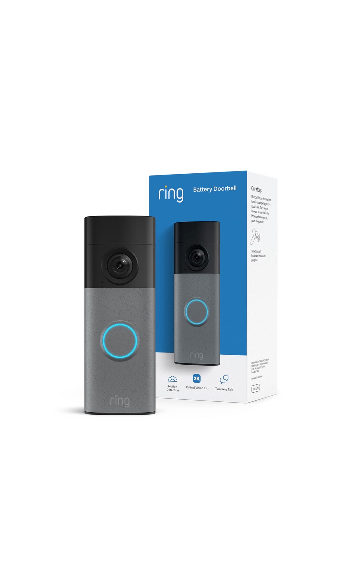 Battery Doorbell 2K Wide-Angle Speckled Gray V26128
