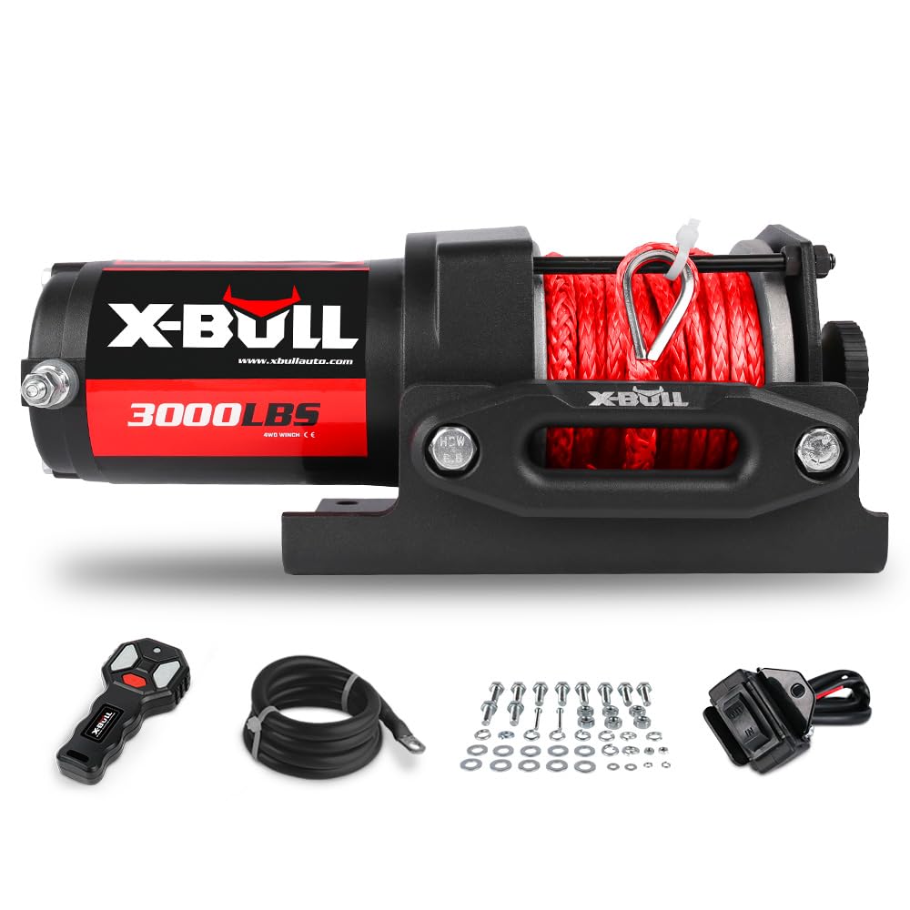 12V 3000LBS Synthetic Rope Electric Winch with Mounting Bracket J8091