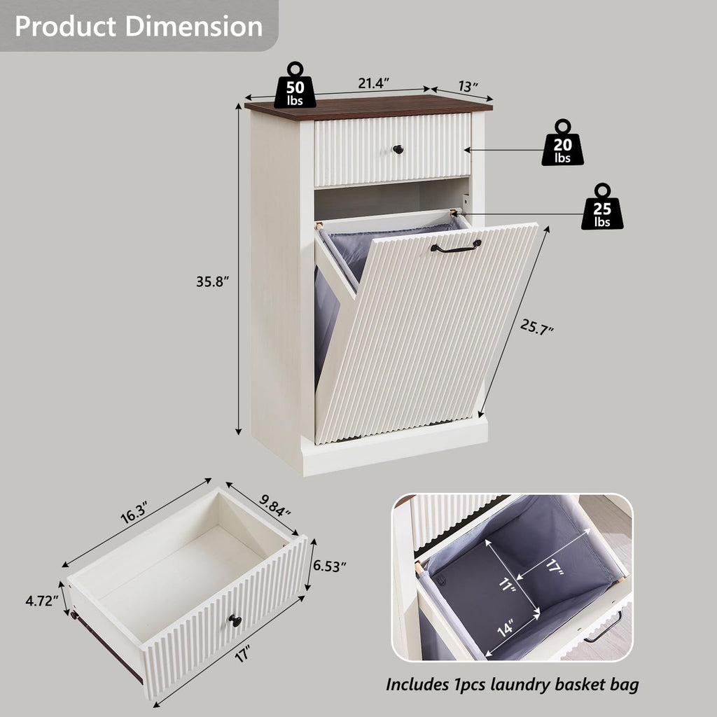 White Tilt Out Laundry Hamper Cabinet S735068
