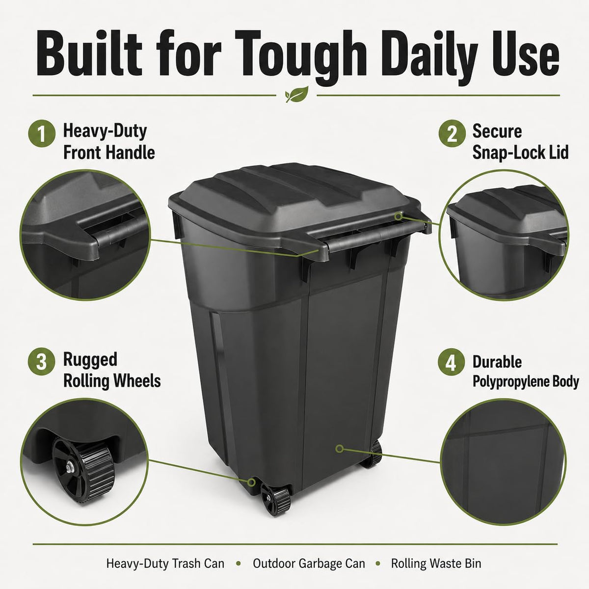 32 Gallon Wheeled Heavy-Duty Outdoor Trash Can S58182