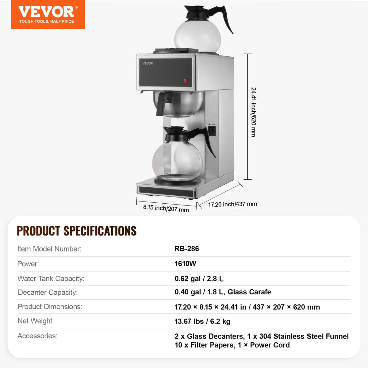 Commercial Drip Coffee Maker 12 Cups Y10746