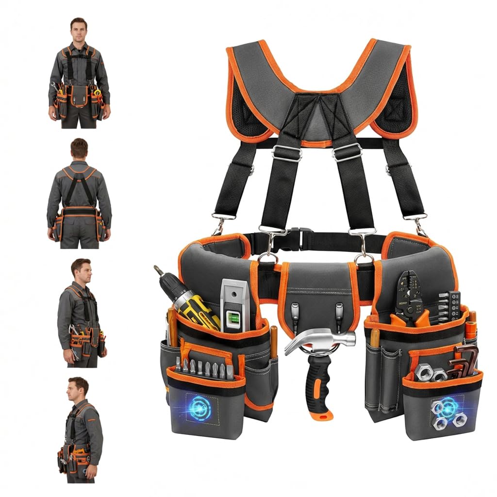 Heavy Duty Magnetic Tool Belt with Suspenders R2920