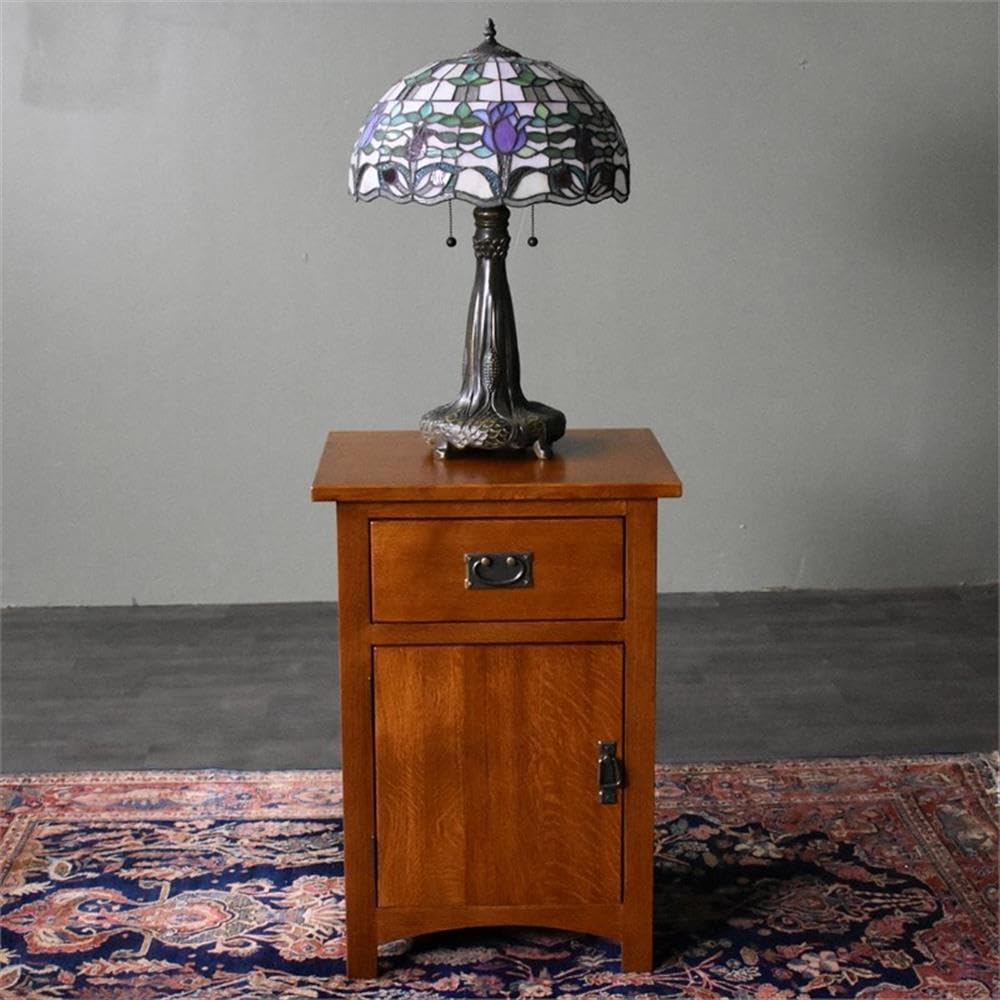 Solid Wood Nightstand with 1 Door and Drawer E431