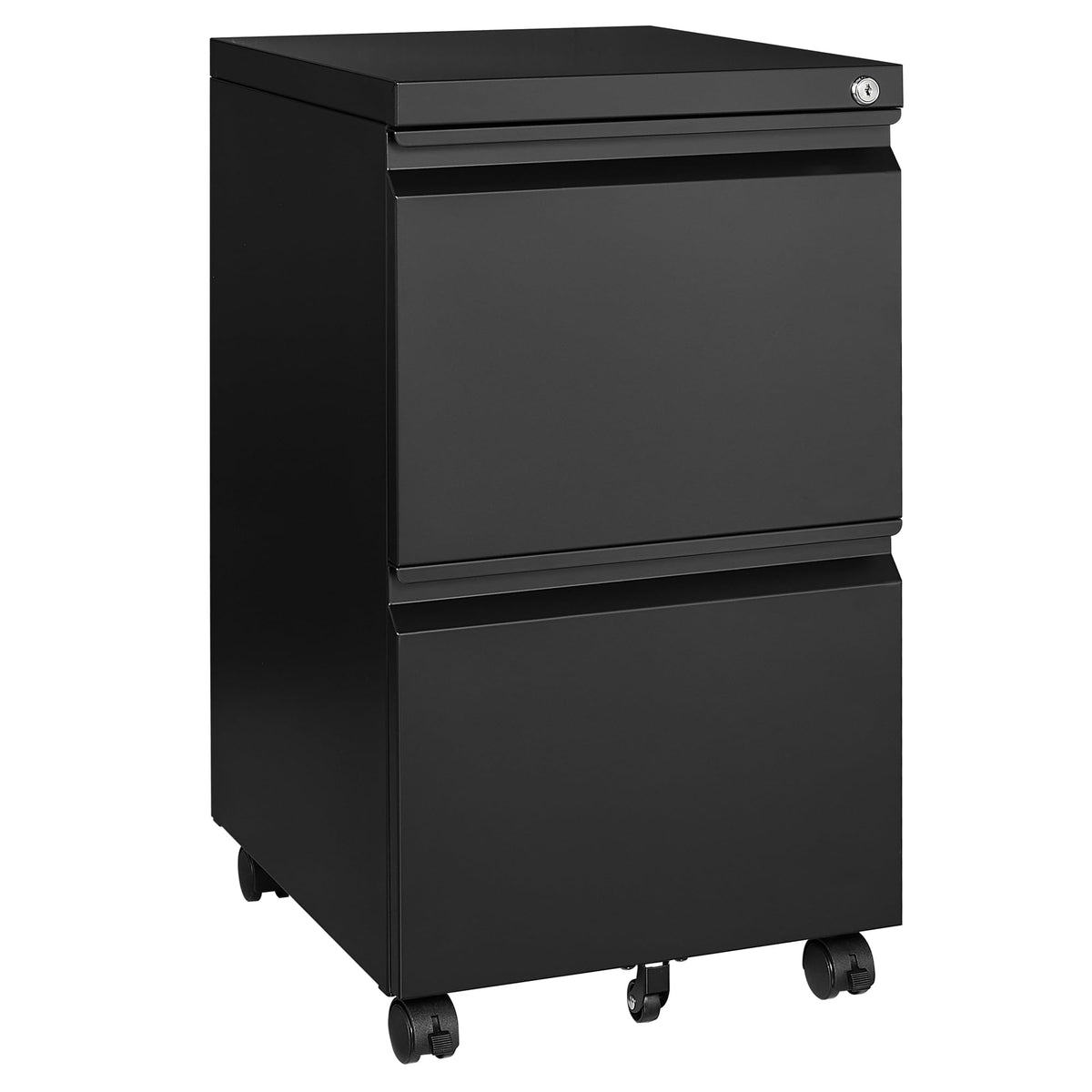 2 Drawer Black Metal Mobile File Cabinet with Lock W4922