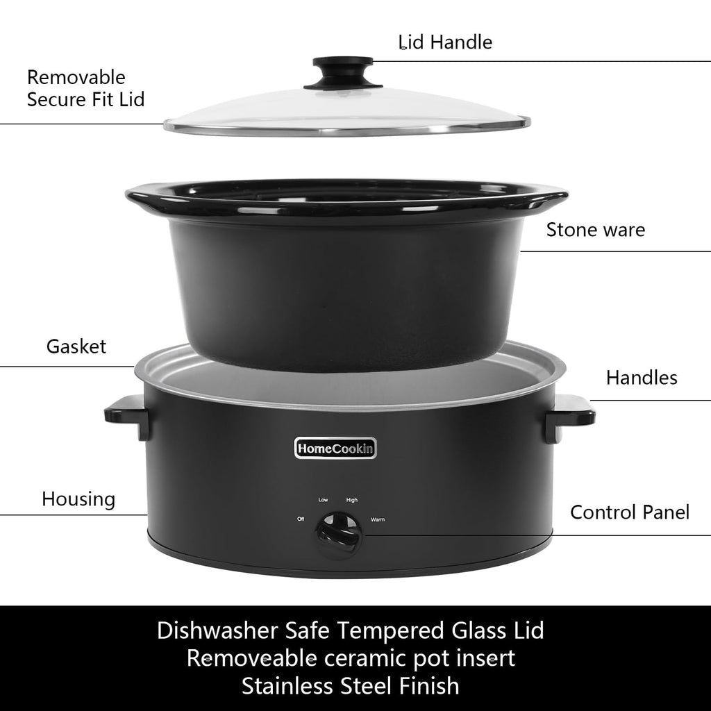 7 Quart Oval Manual Slow Cooker with 3 Cooking Settings A775709