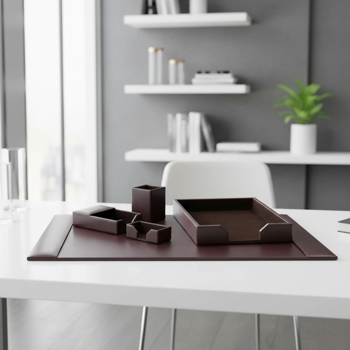 Bonded Leather Desk Set 5 Piece B90037
