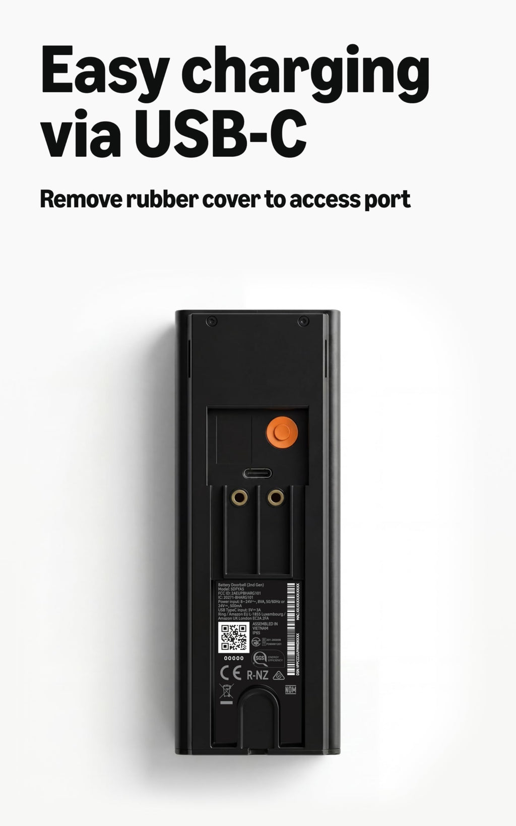 Battery Doorbell 2K Wide-Angle Speckled Gray V26128
