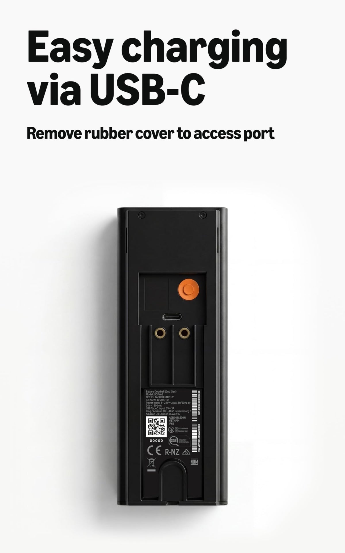 Battery Doorbell 2K Wide-Angle Speckled Gray V26128