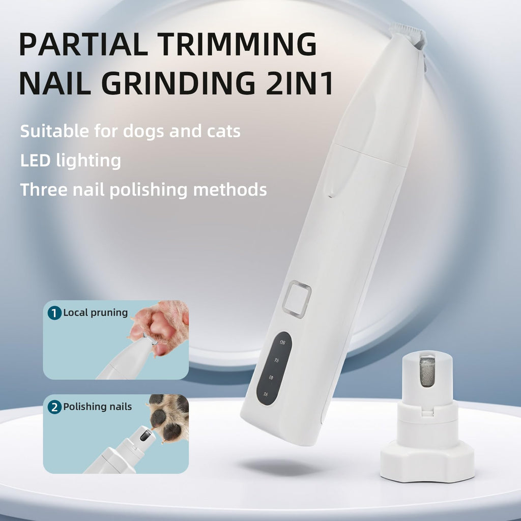 Quiet 2-in-1 Pet Hair Trimmer & Nail Grinder with LED Light E84465