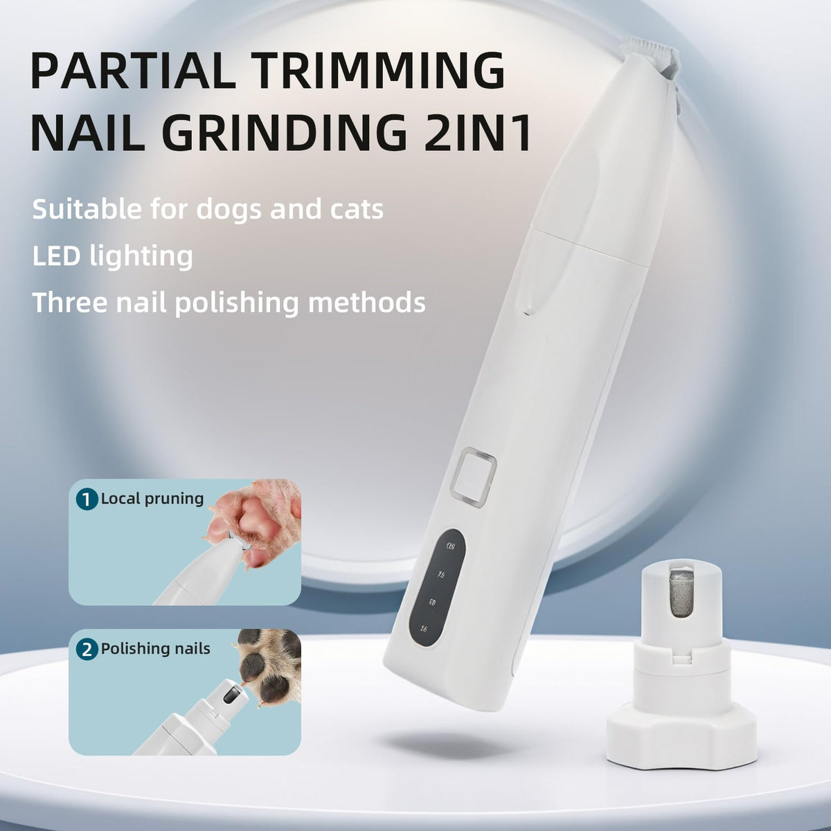 Quiet 2-in-1 Pet Hair Trimmer & Nail Grinder with LED Light E84465