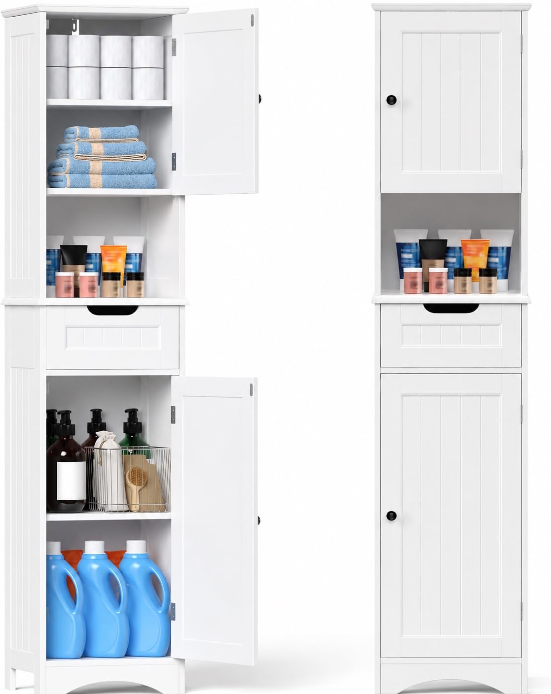 67” H Tall White Bathroom Storage Cabinet Z91749