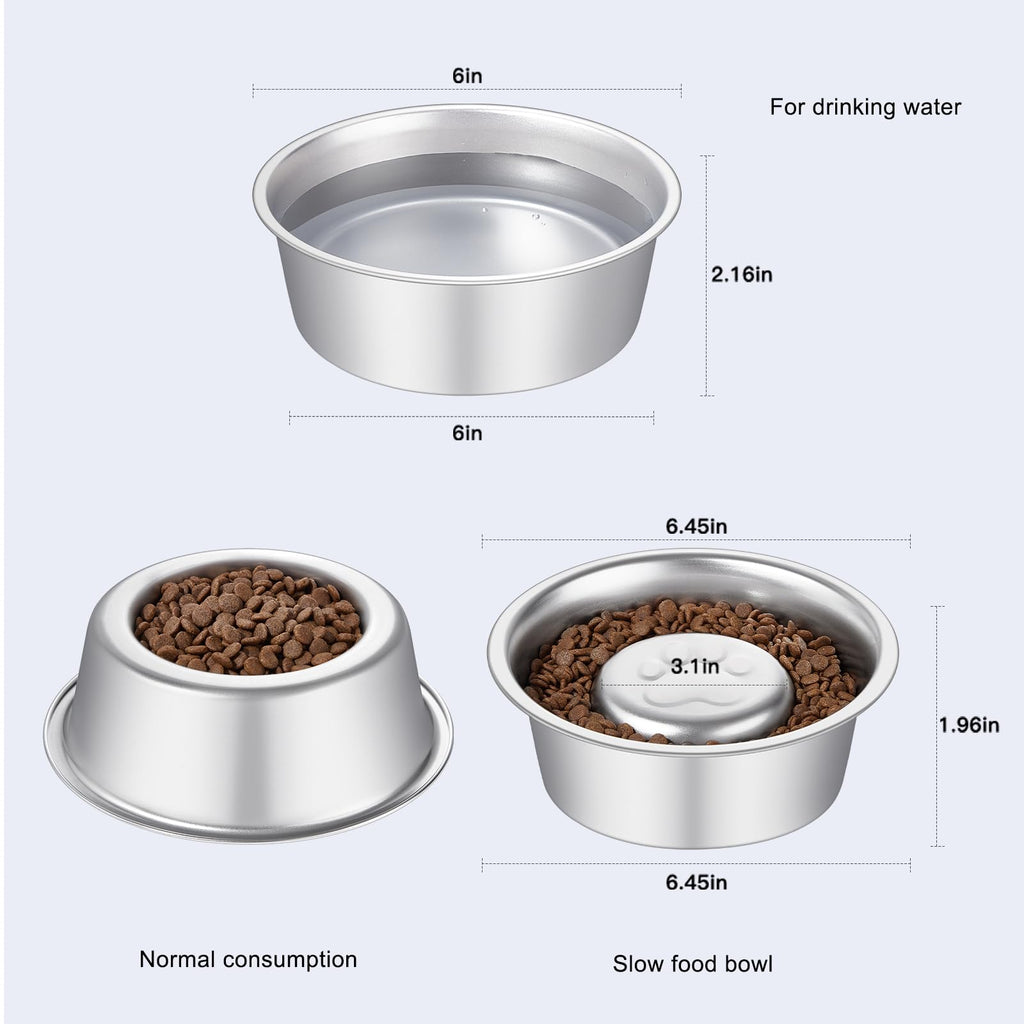 Stainless Steel Pet Dog Water and Food Bowl, 2-Pack Y414