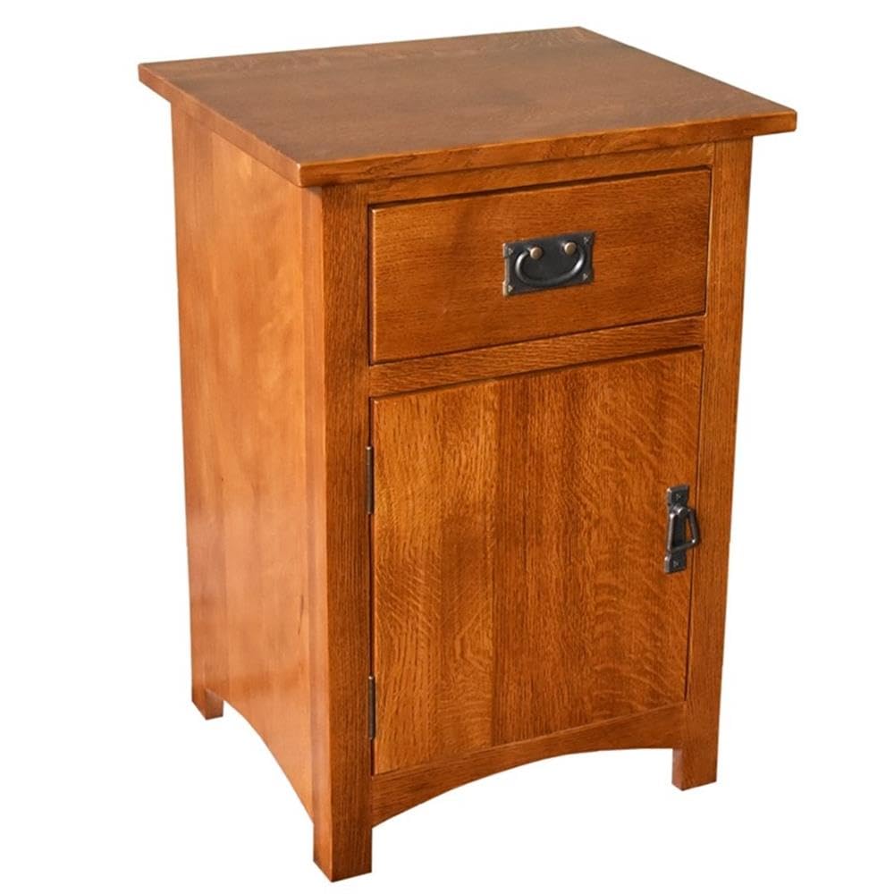 Solid Wood Nightstand with 1 Door and Drawer E431