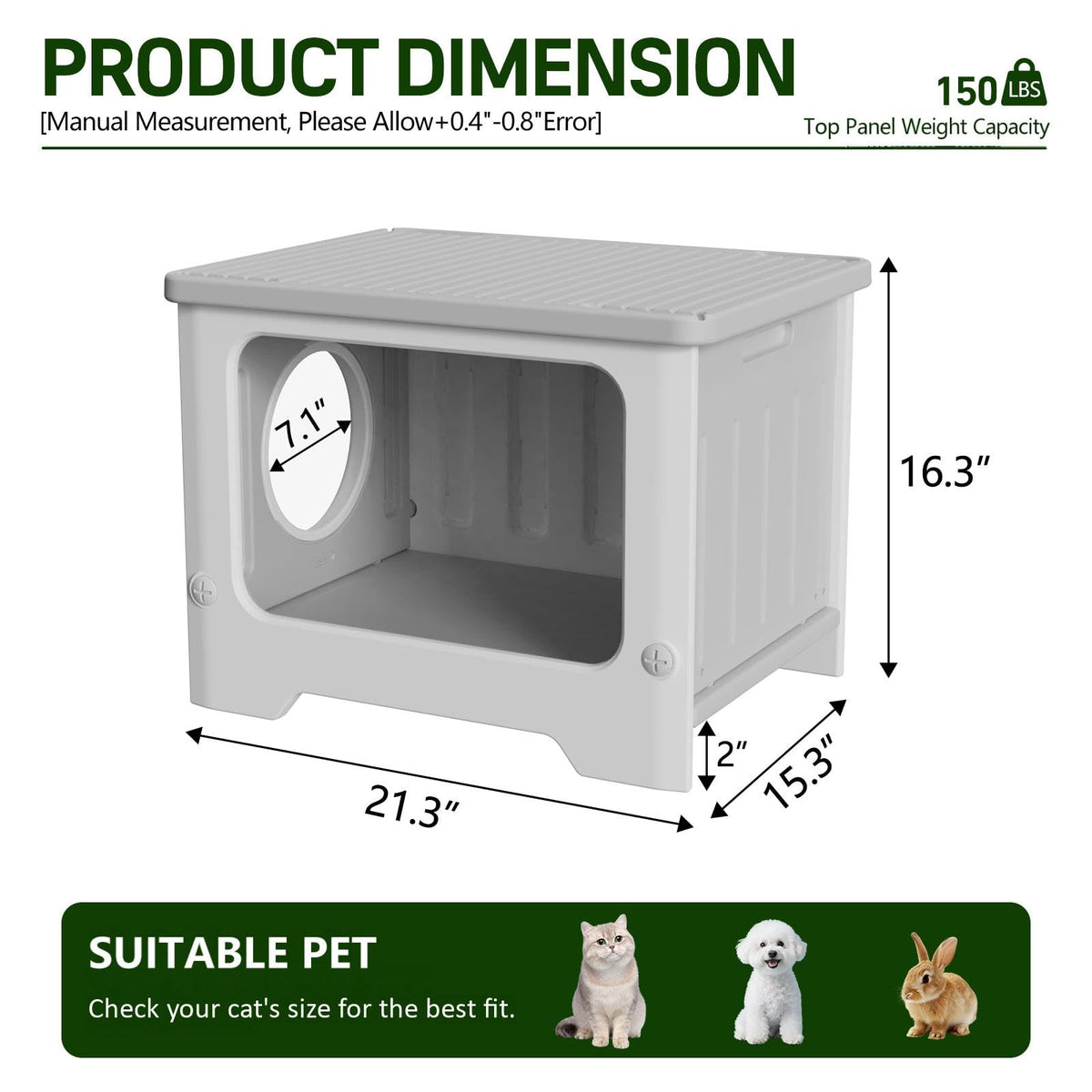 Weatherproof Stackable Outdoor Cat House with Clear Window V4112