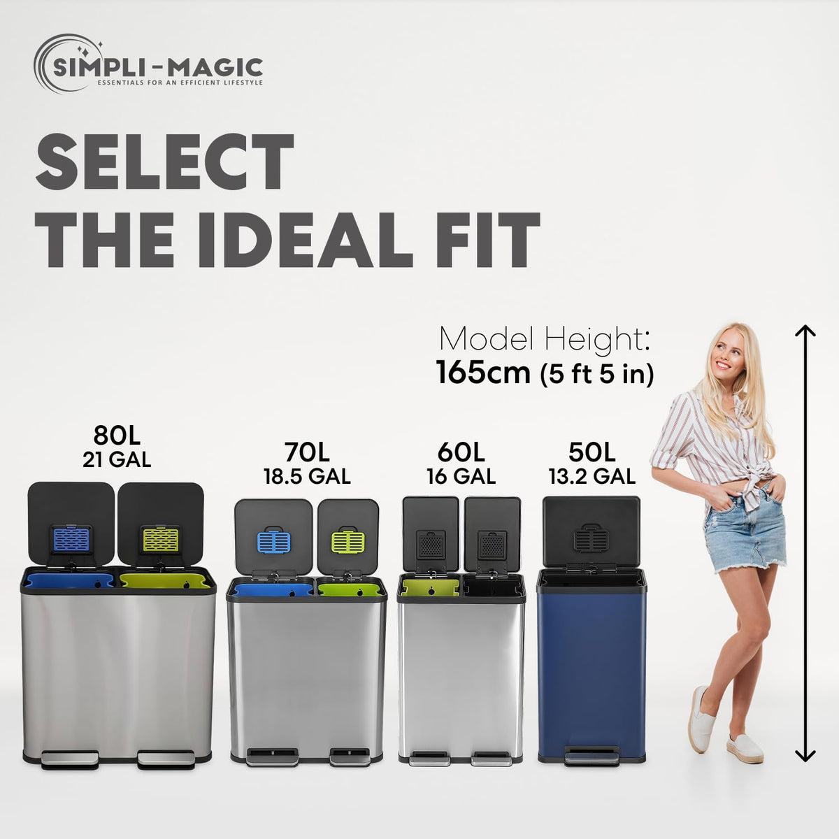 50L Stainless Steel Kitchen Trash Can with Soft-Close Lid U5463
