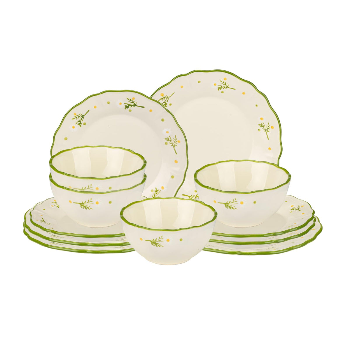12-Piece Hand-painted Ceramic Dinnerware Set Z19937