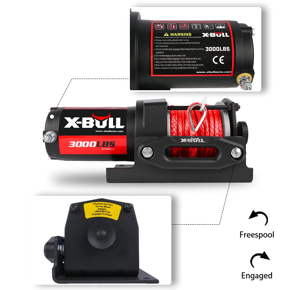 12V 3000LBS Synthetic Rope Electric Winch with Mounting Bracket J8091