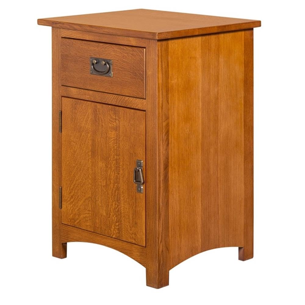 Solid Wood Nightstand with 1 Door and Drawer E431