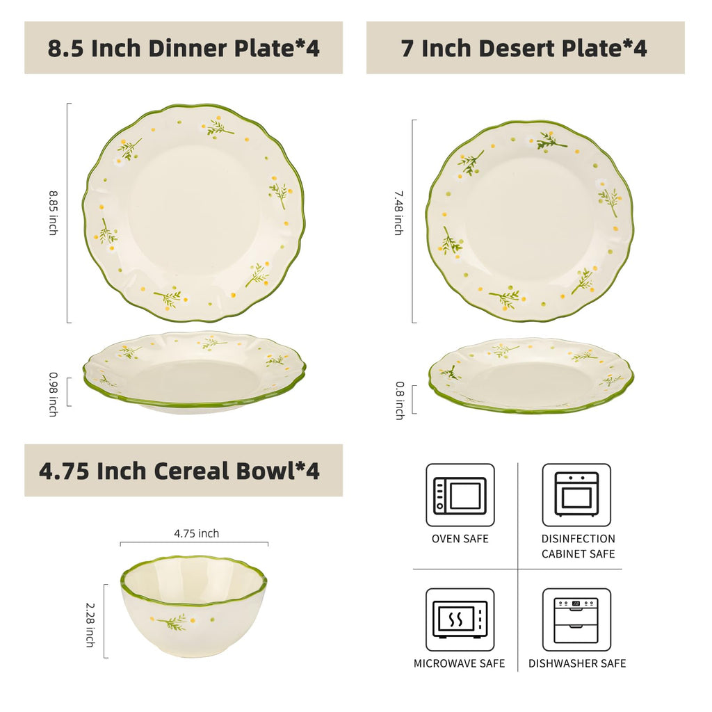 12-Piece Hand-painted Ceramic Dinnerware Set Z19937