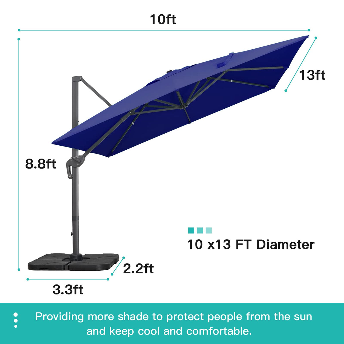 10x13Ft Rectangular Offset Patio Umbrella I398