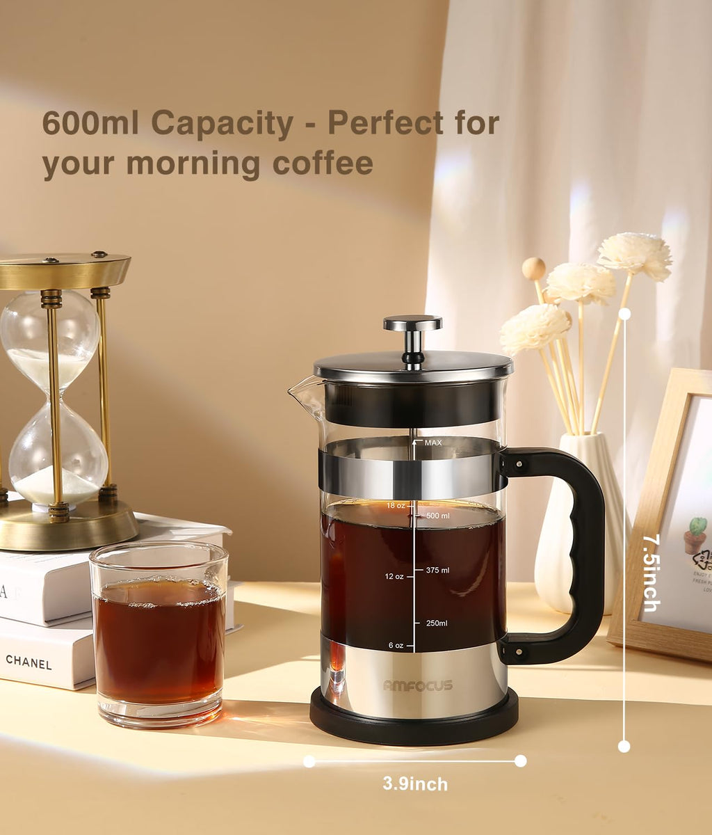 French Press Coffee Maker 21OZ Borosilicate Glass L40177