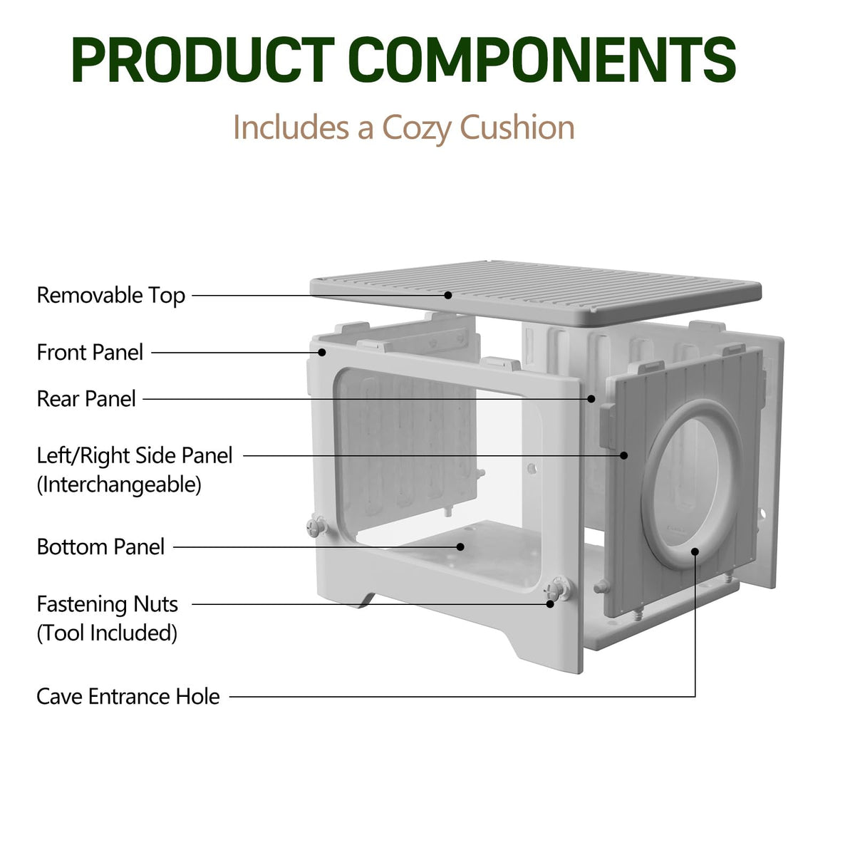 Weatherproof Stackable Outdoor Cat House with Clear Window V4112