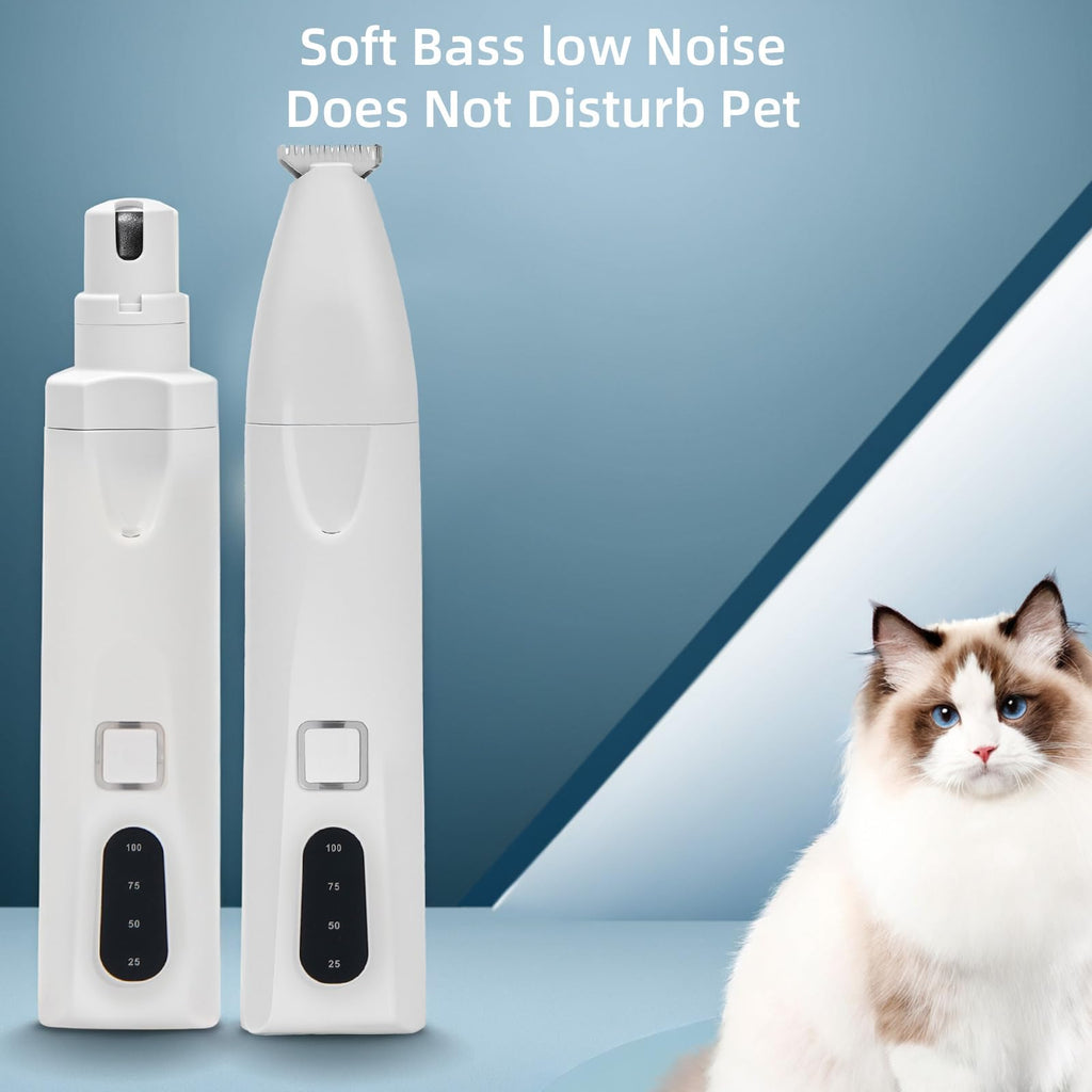 Quiet 2-in-1 Pet Hair Trimmer & Nail Grinder with LED Light E84465