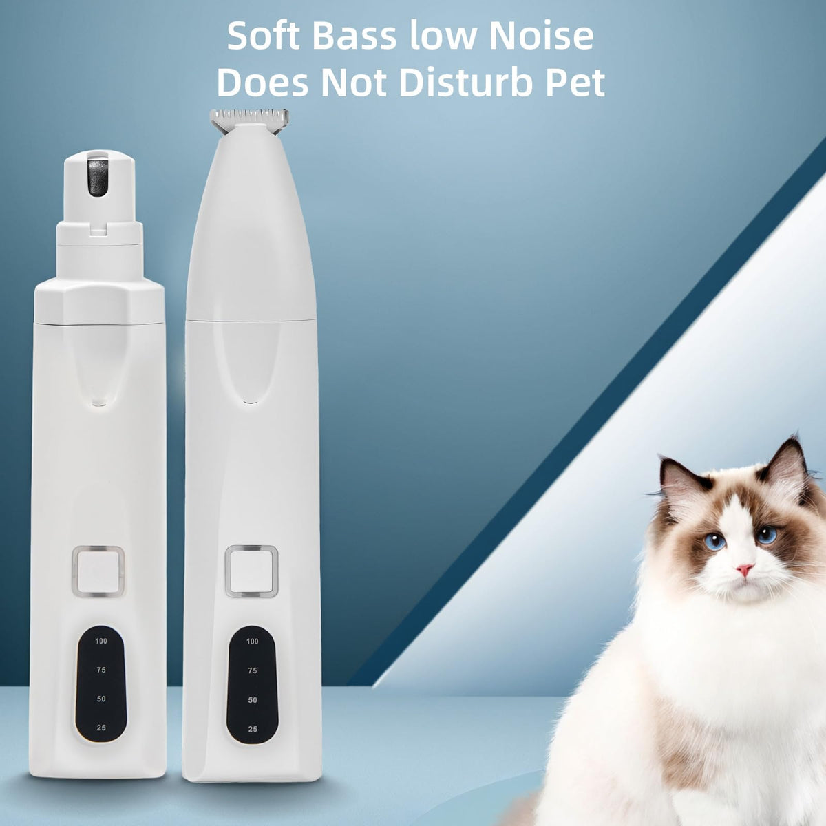 Quiet 2-in-1 Pet Hair Trimmer & Nail Grinder with LED Light E84465