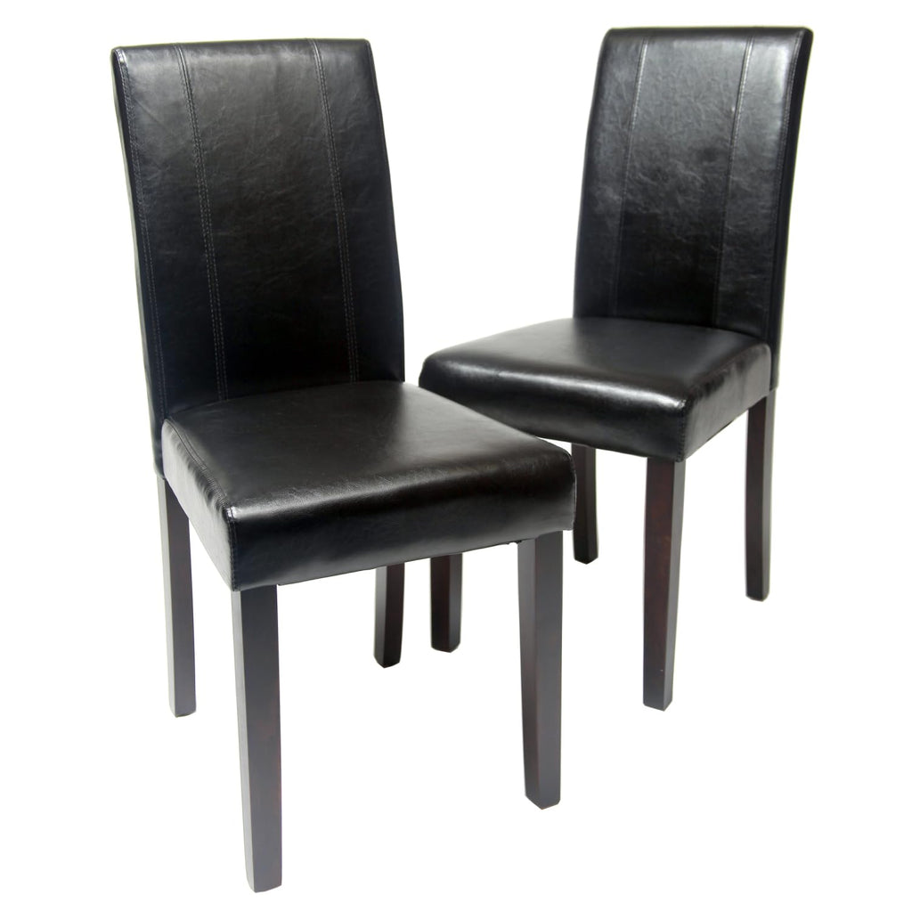 Black Faux Leather Parson Chair Set of 2 L447