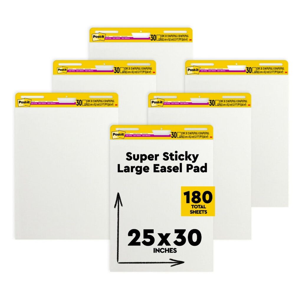 Super Sticky Easel Pads, 25" x 30", 6 Pads, White D14256