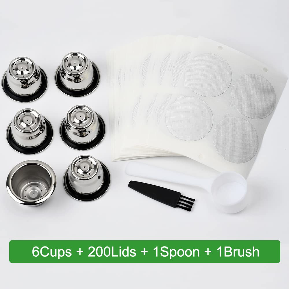 Reusable Stainless Steel Espresso Capsules 6 Cups 200 Lids E69231