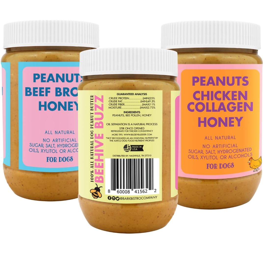 100% Natural Dog Peanut Butter Set of 3 17oz Jars B277