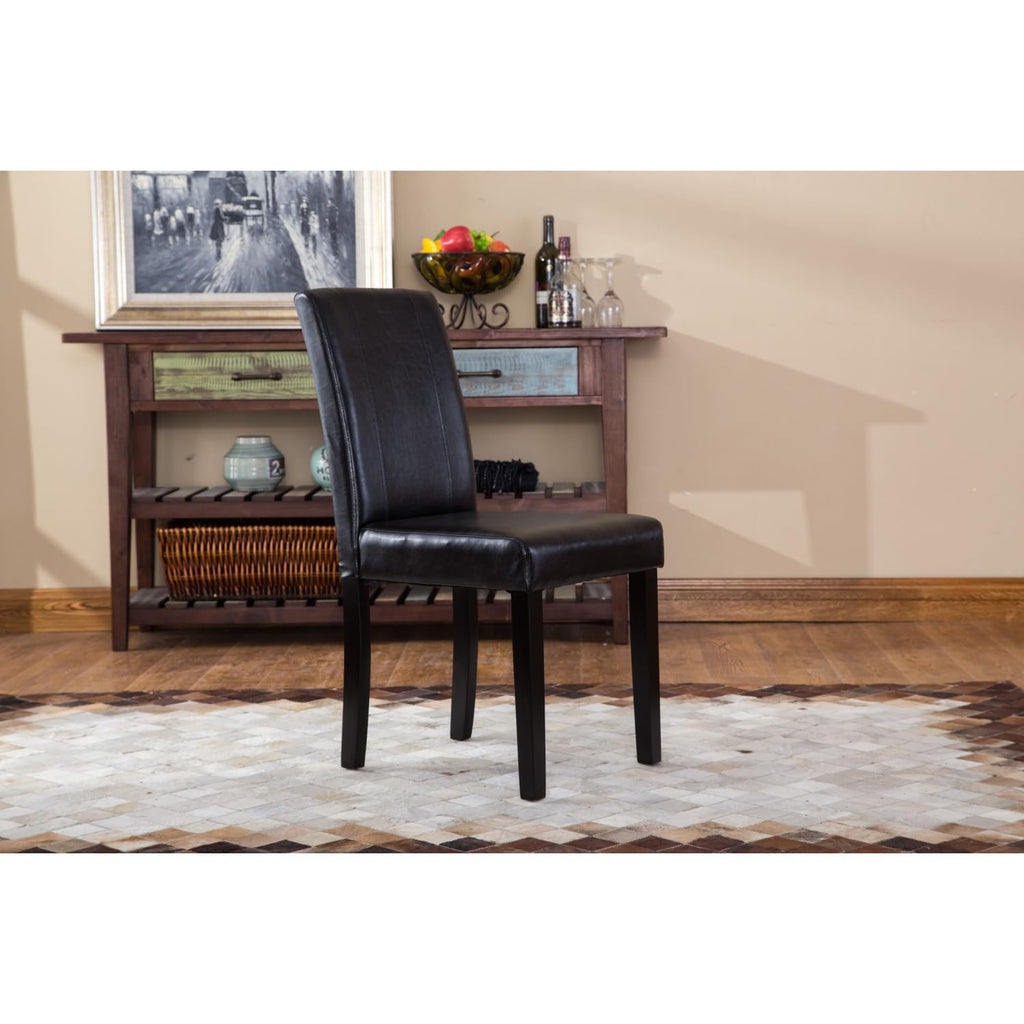 Black Faux Leather Parson Chair Set of 2 L447