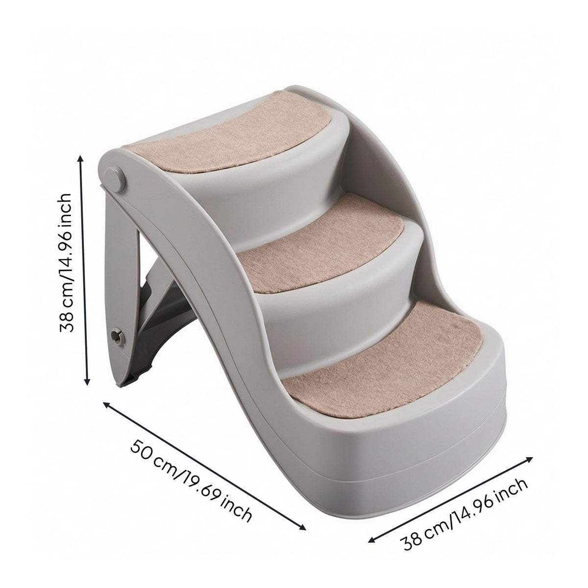 Three Step Pet Stairs with Non Slip Pads Lightweight PP Build Y558459