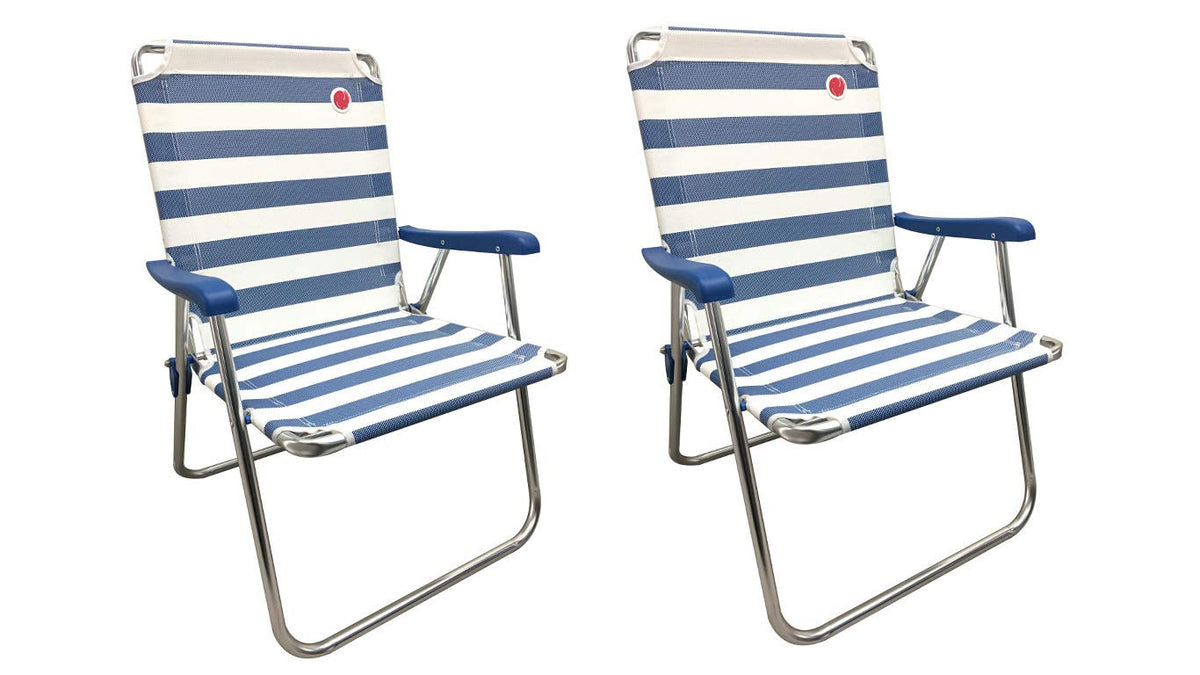 Folding Camp Lawn Chair 2 Pack Blue White F19841